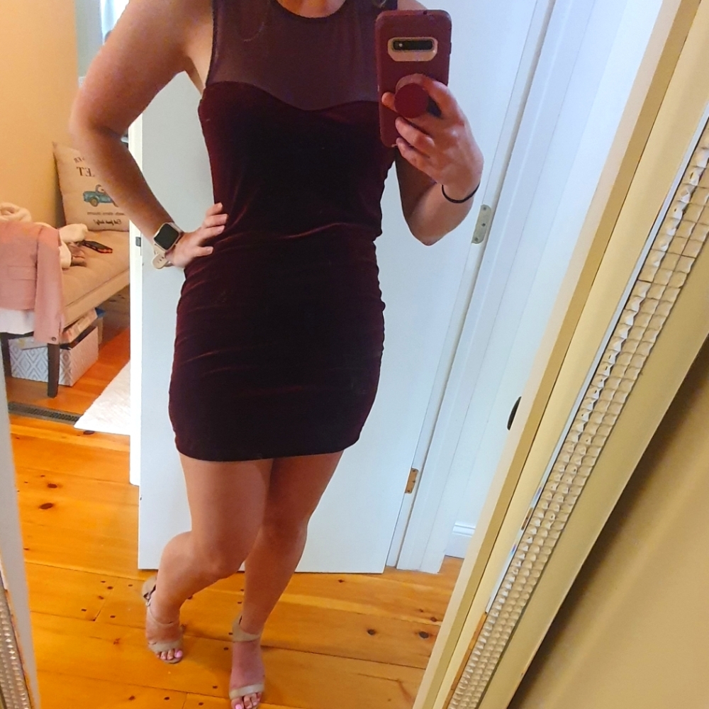 Wine colored Velvet Mini Dress